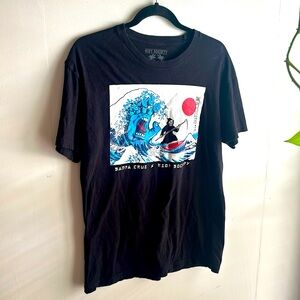 Riot Society, men’s black T-shirt Surfing Grim Reaper x Santa Cruz.